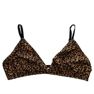 ARQ XL Bra Magda Leopard Cheetah USA Organic Cotton Bralette Hook Eye Black